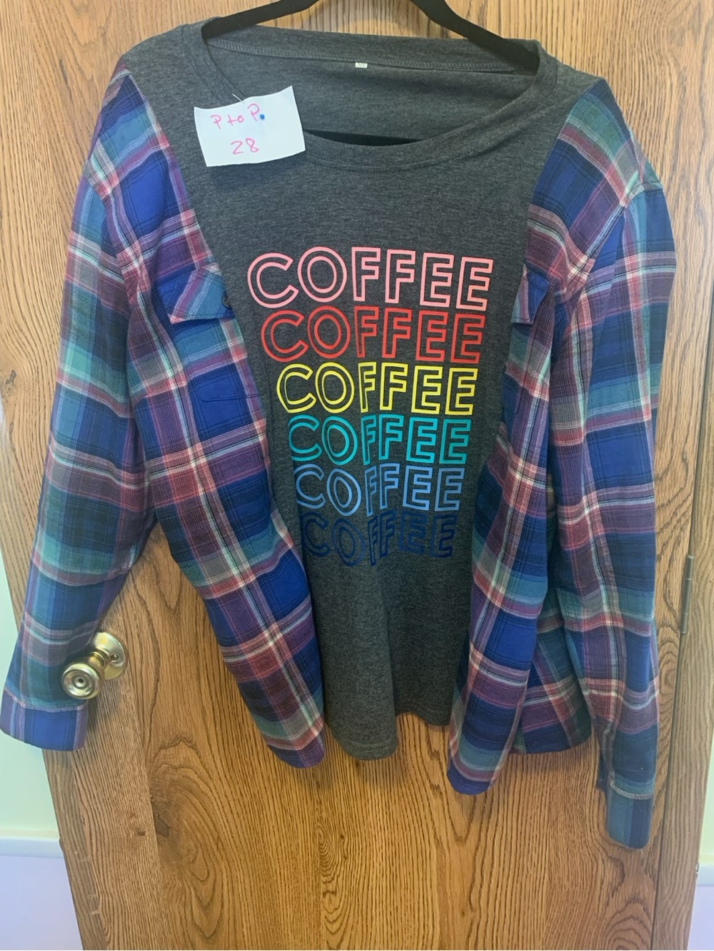 Upcycled Coffee Graphic Tee Rebuild | One of a Kind 2X–3X | oversized flannel